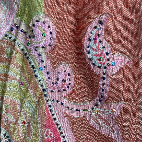 Anthropologie Raj Beaded Multi Colored Scarf Art to Wear - Picture 5 of 8